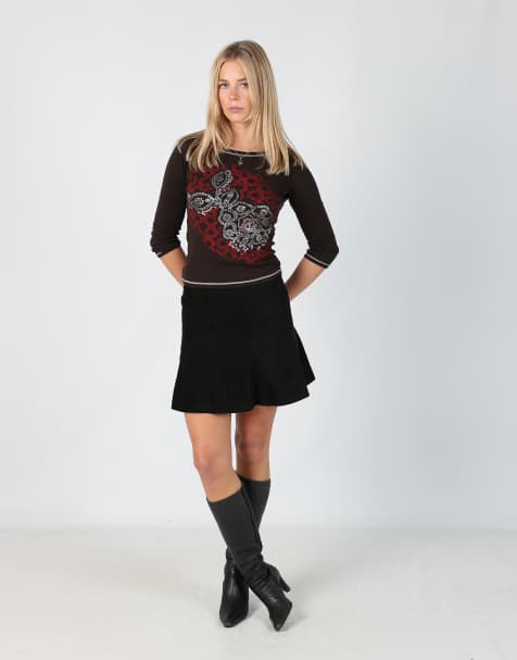 Vintage Please S woven mini skirt in black - view 1