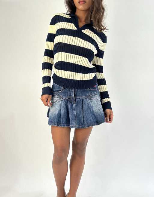 Vintage pleated mini skirt in blue, 4 of 4