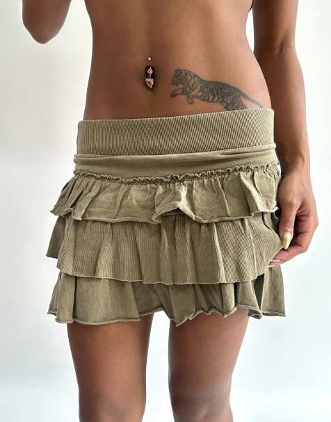 Vintage pleated mini skirt in green - view 1