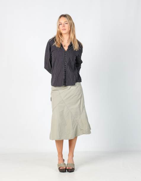 Vintage Point Zero S woven midi skirt in beige - view 1