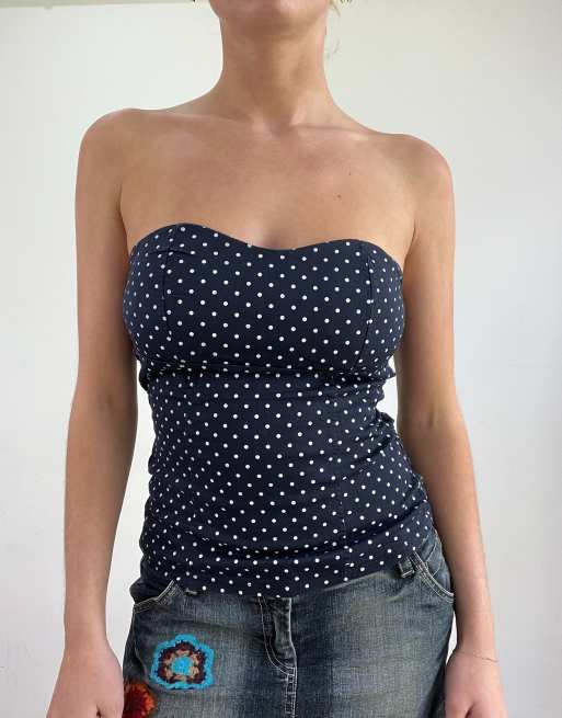 Vintage polka dot bandeau in navy