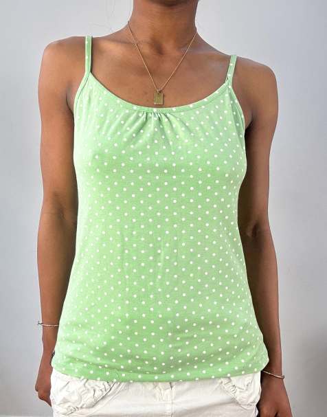 Vintage polka dot cami in green - view 1