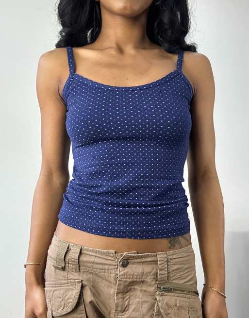 Vintage polka dot cami top in navy