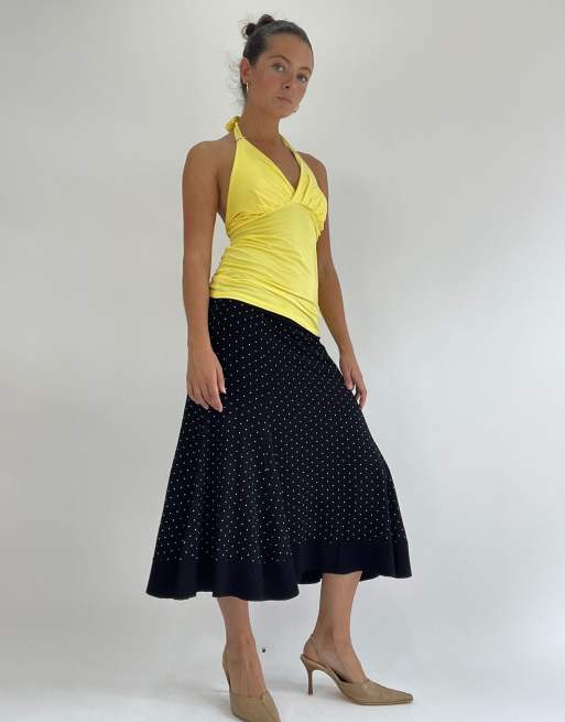 Vintage polka dot midi skirt in black and white