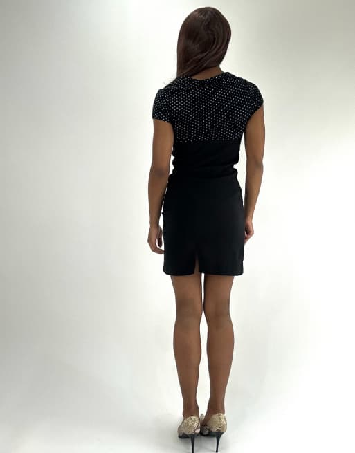 Vintage polka dot print mini dress in black, 2 of 4