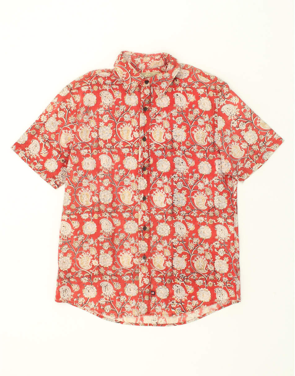 Vintage Polo Jeans Company Size M Floral Short Sleeve Shirt in Red