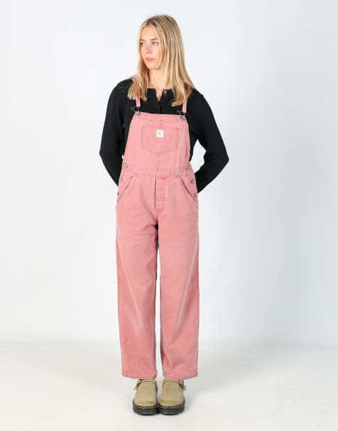 Vintage Polo Jeans Ralph Lauren 32x30 canvas dungarees in baby pink - view 1