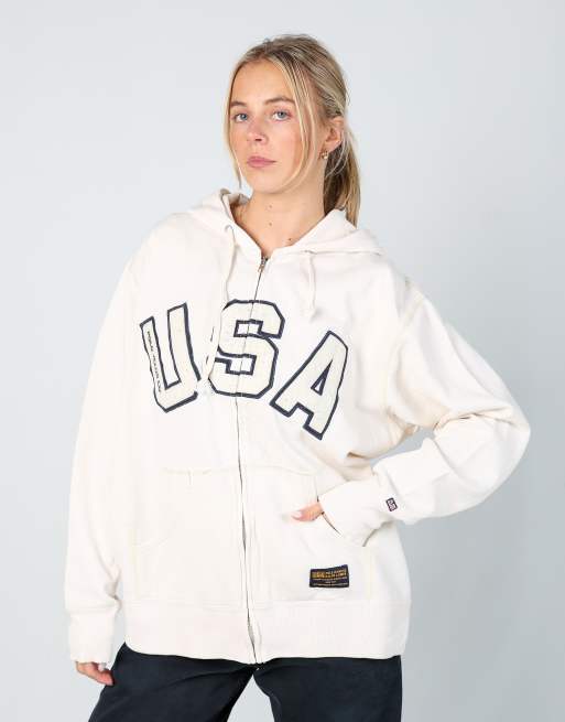 Vintage Polo Jeans Ralph Lauren l hoodie in cream