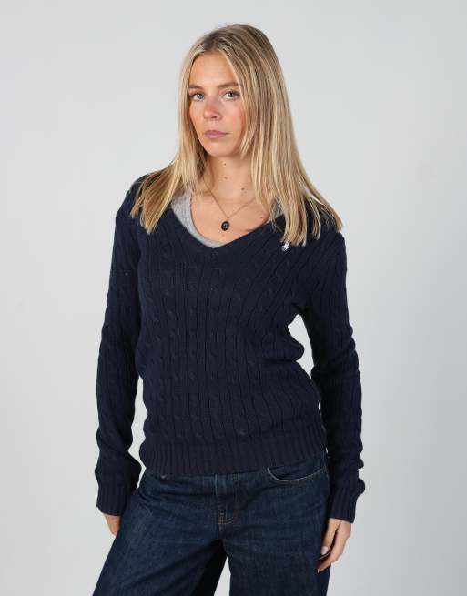 Vintage Polo Jeans Ralph Lauren m knit sweatshirt in navy blue, 2 of 4