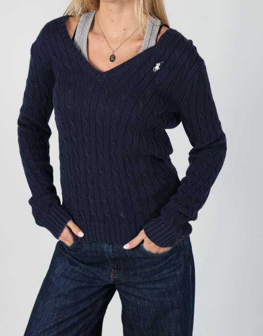 Vintage Polo Jeans Ralph Lauren m knit sweatshirt in navy blue, 4 of 4
