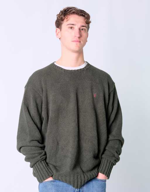 Vintage Polo Jeans Ralph Lauren XL Knit Sweatshirt Dark Green