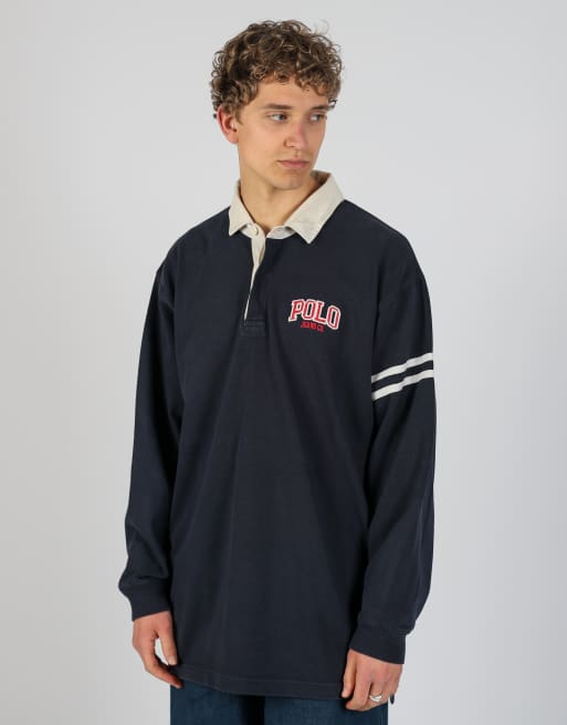 Vintage Polo Jeans Ralph Lauren xl rugby sweatshirt in navy blue, 2 of 4