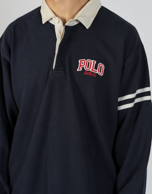 Vintage Polo Jeans Ralph Lauren xl rugby sweatshirt in navy blue, 4 of 4