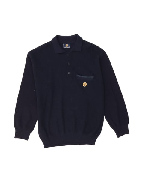 Vintage Polo Neck Jumper Sweater It 50 Medium In Blue Wool - view 1