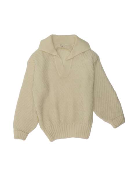 Vintage Polo Neck Jumper Sweater It 50 XL In Off In White - view 1