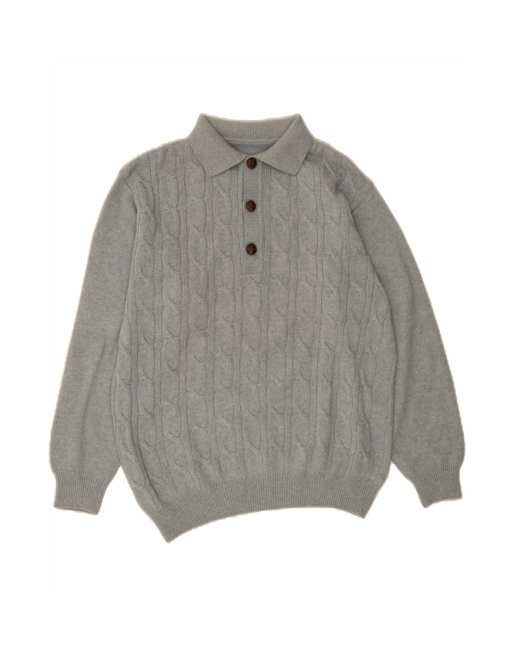 Vintage Polo Neck Jumper Sweater Large In Grey