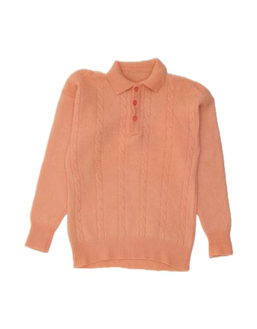 Vintage Polo Neck Jumper Sweater Large In Pink