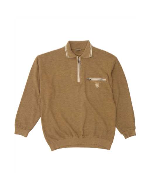 Vintage Polo Neck Jumper Sweater Medium In Brown