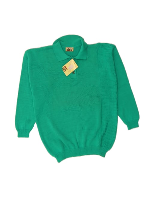 Vintage Polo Neck Jumper Sweater Small In Green