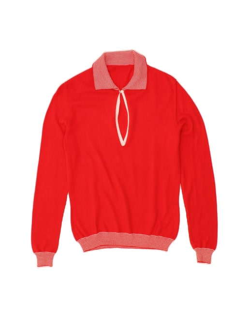 Vintage Polo Neck Jumper Sweater UK 10 Small In Red