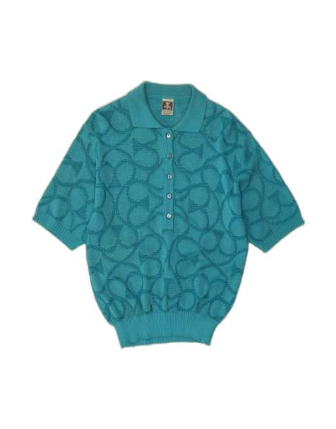 Vintage Polo Neck Jumper Sweater UK 12 Medium In Turquoise - view 1