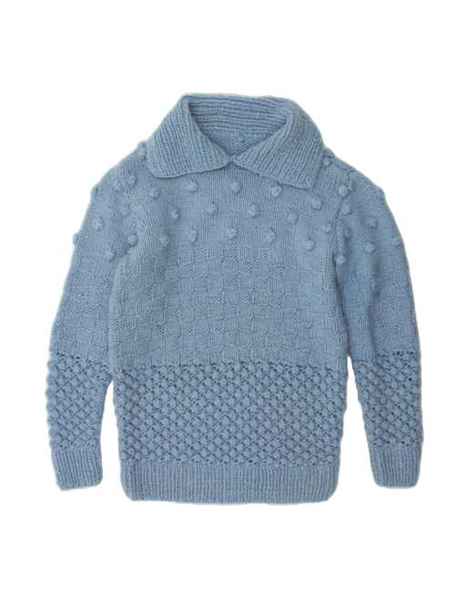 Vintage Polo Neck Jumper Sweater UK 14 Large In Blue