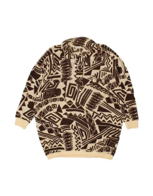 Vintage Polo Neck Jumper Sweater UK 14 Medium In Beige