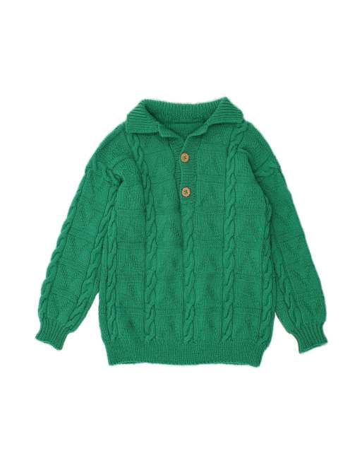 Vintage Polo Neck Jumper Sweater UK 16 Large In Green