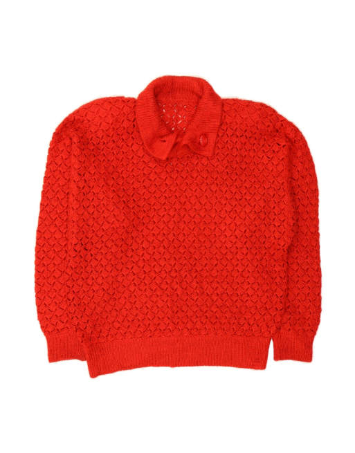 Vintage Polo Neck Jumper Sweater UK 18 XL In Red