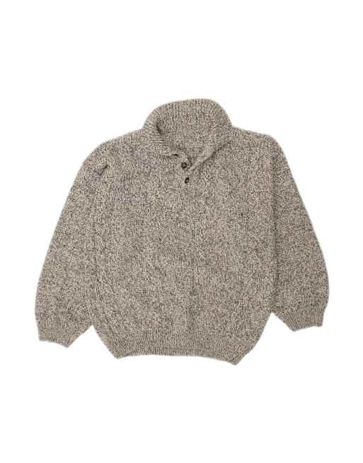 Vintage Polo Neck Jumper Sweater XL In Grey Flecked