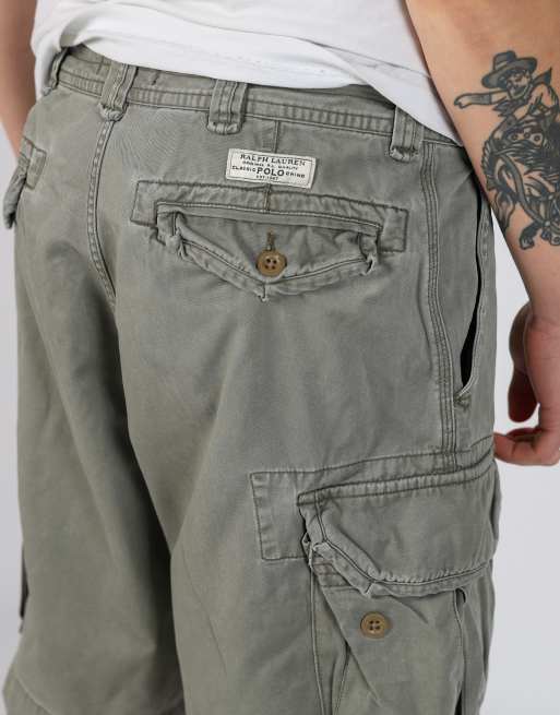 Vintage Polo Ralph Lauren 34x46 canvas cargo shorts in khaki green, 4 of 4