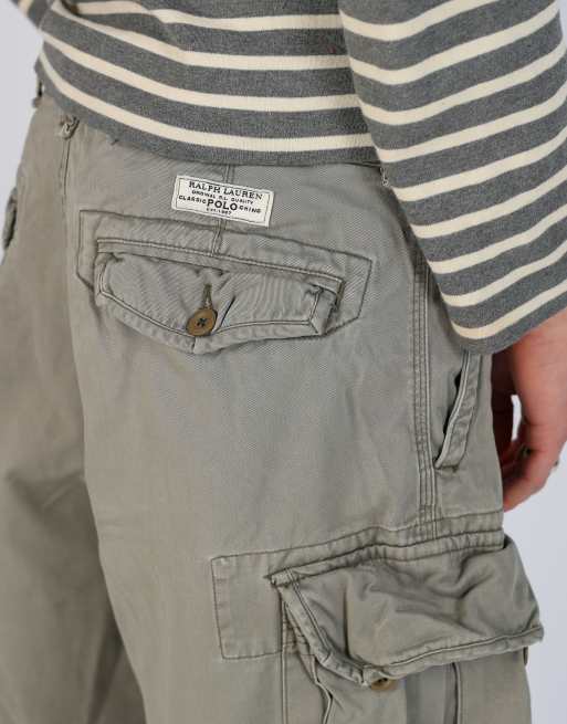 Vintage Polo Ralph Lauren 36x22 canvas cargo shorts in khaki green, 4 of 4