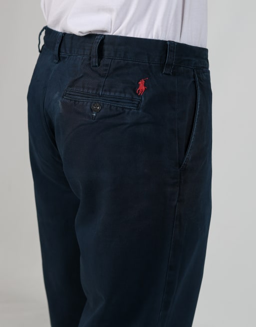 Vintage Polo Ralph Lauren 36x30 woven straight pants in navy blue, 4 of 4