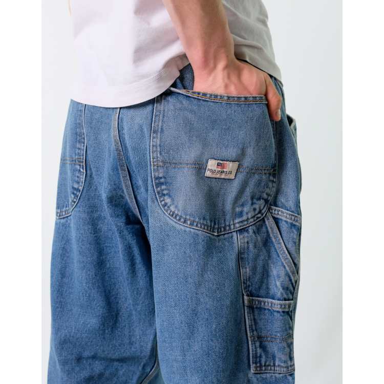 Vintage Polo Ralph Lauren 38x32 Denim Carpenter Baggy Jeans Blue