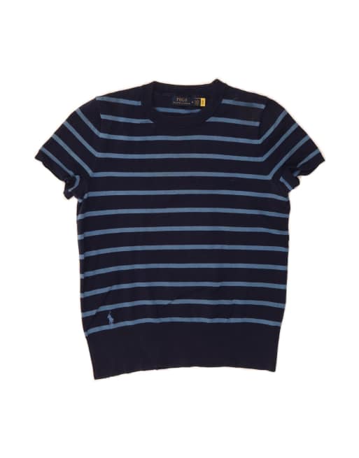 Vintage Polo Ralph Lauren Boat Neck Jumper Sweater UK 14 Medium In Blue