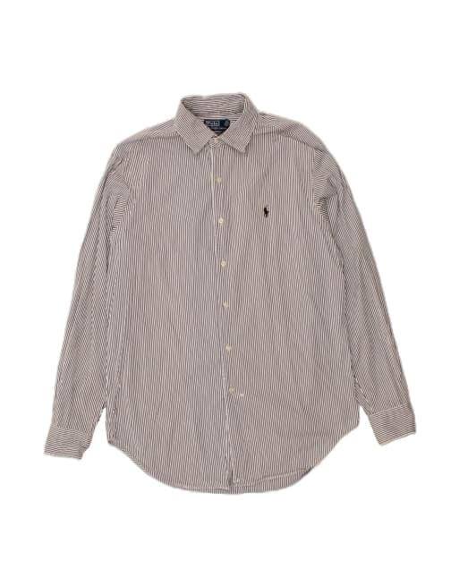 Vintage Polo Ralph Lauren Bradford Classic Fit Shirt Large In White Pinstripe