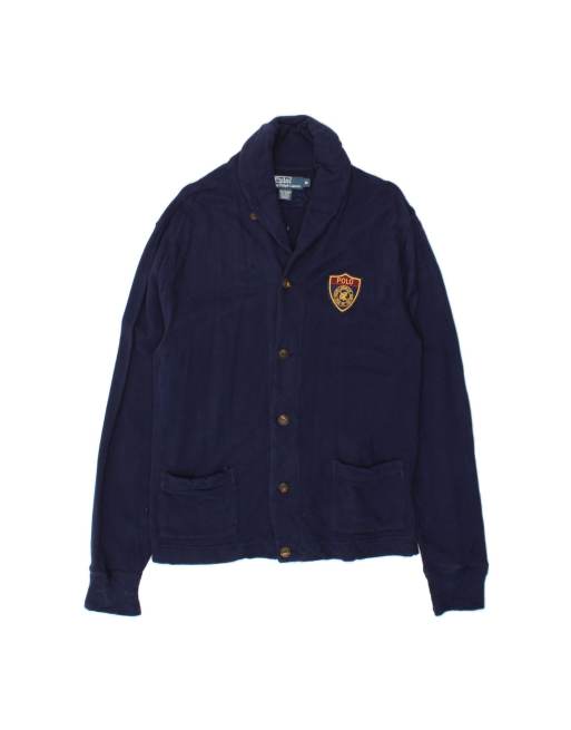 Vintage Polo Ralph Lauren Cardigan Sweater Medium In Blue