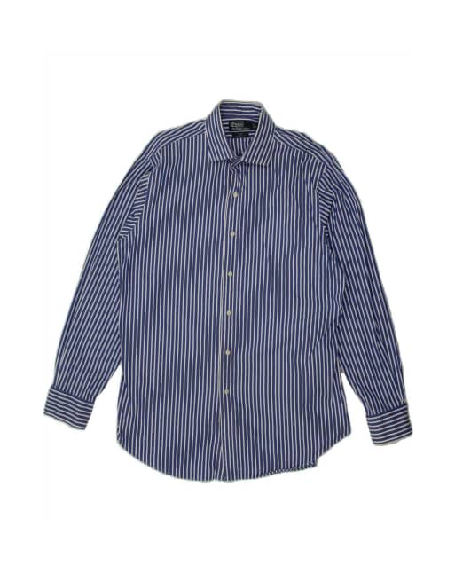 Vintage Polo Ralph Lauren Classic Fit Shirt Size 16 1/2 Large In Blue Striped