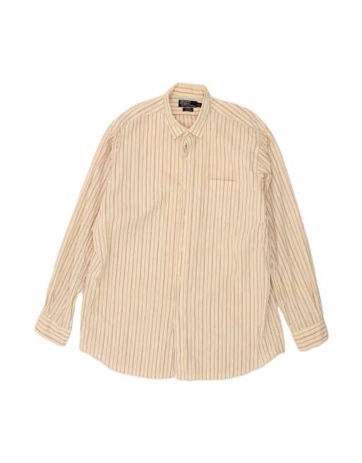 Vintage Polo Ralph Lauren Corwin Shirt XL In Beige Striped