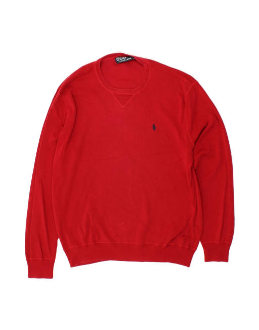 Vintage Polo Ralph Lauren Crew Neck Jumper Sweater Medium In Red