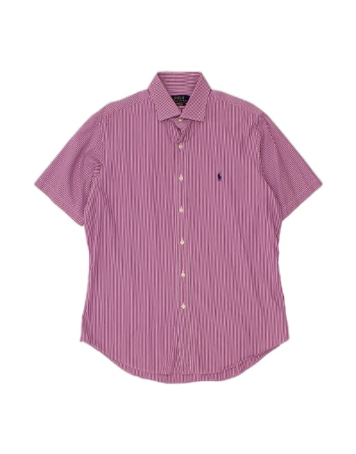 Vintage Polo Ralph Lauren Custom Fit Shirt Size 16 1/2 Large In Pink Striped