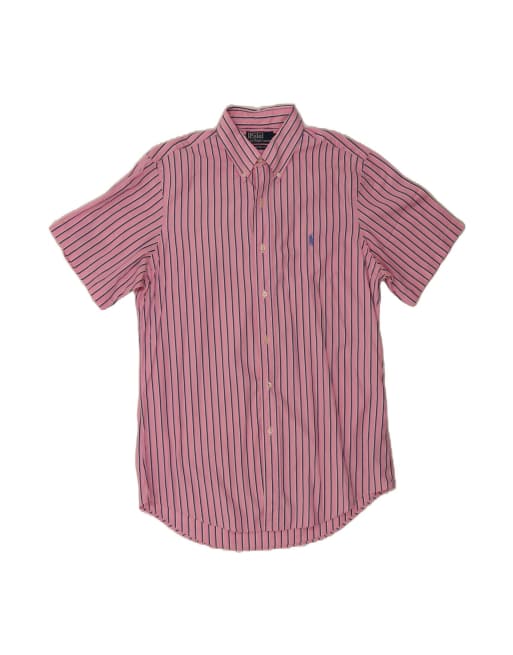 Vintage Polo Ralph Lauren Custom Fit Shirt Size 16 40/41 Large In Pink Pinstripe