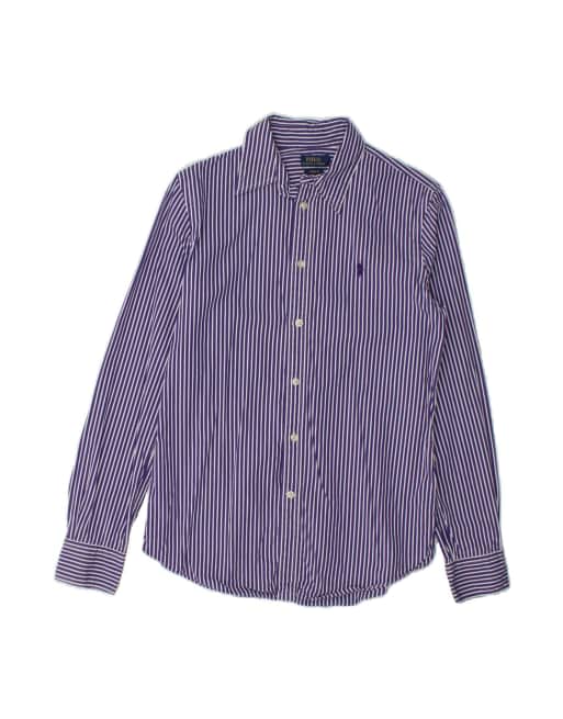 Vintage Polo Ralph Lauren Custom Fit Shirt US 8 Medium In Purple Pinstripe
