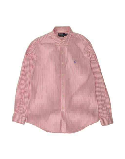 Vintage Polo Ralph Lauren Custom Fit Shirt XL In Pink Pinstripe