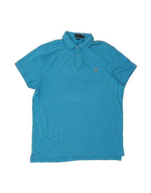 Vintage Polo Ralph Lauren Custom Slim Fit Polo Shirt 2XL In Blue