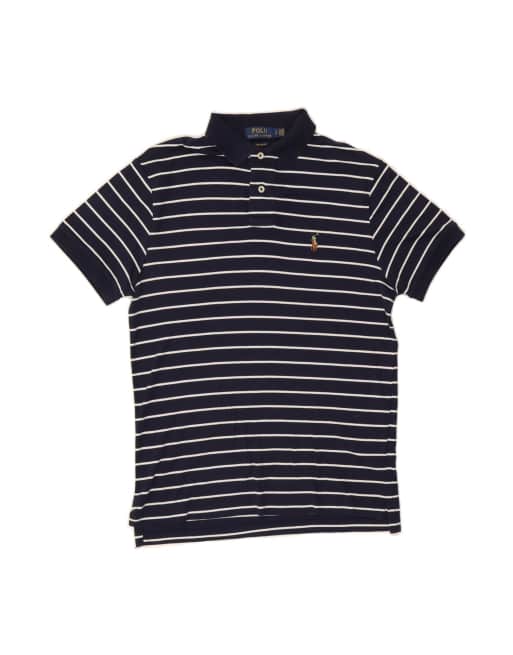 Vintage Polo Ralph Lauren Custom Slim Fit Polo Shirt Small In Blue Striped