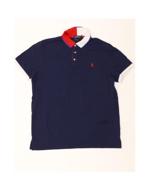 Vintage Polo Ralph Lauren Custom Slim Fit Polo Shirt XL In Blue