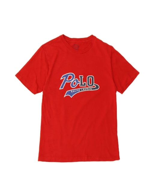 Vintage Polo Ralph Lauren Graphic T-shirt Top UK 14 Large In Red Colourblock