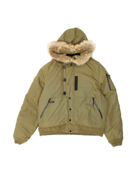 Vintage Polo Ralph Lauren Hooded Padded Jacket Uk 40 Large In Khaki - view 1