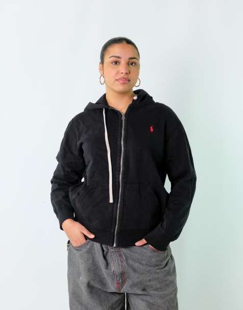 Vintage Polo Ralph Lauren L Hoodie Black Zip Up - view 1